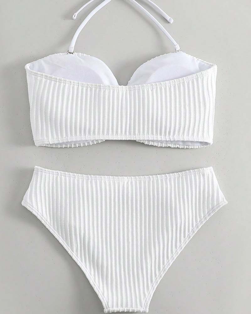 Traje de baño halter liso o a rayas