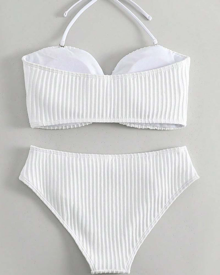 Traje de baño halter liso o a rayas