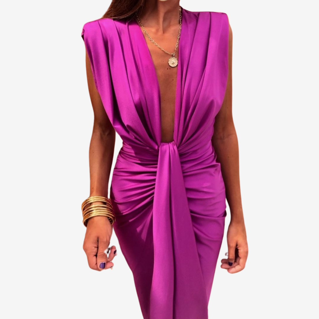 Assia™ Vestido midi drapeado