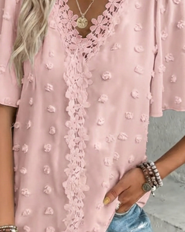Blusa jacquard con manga volante