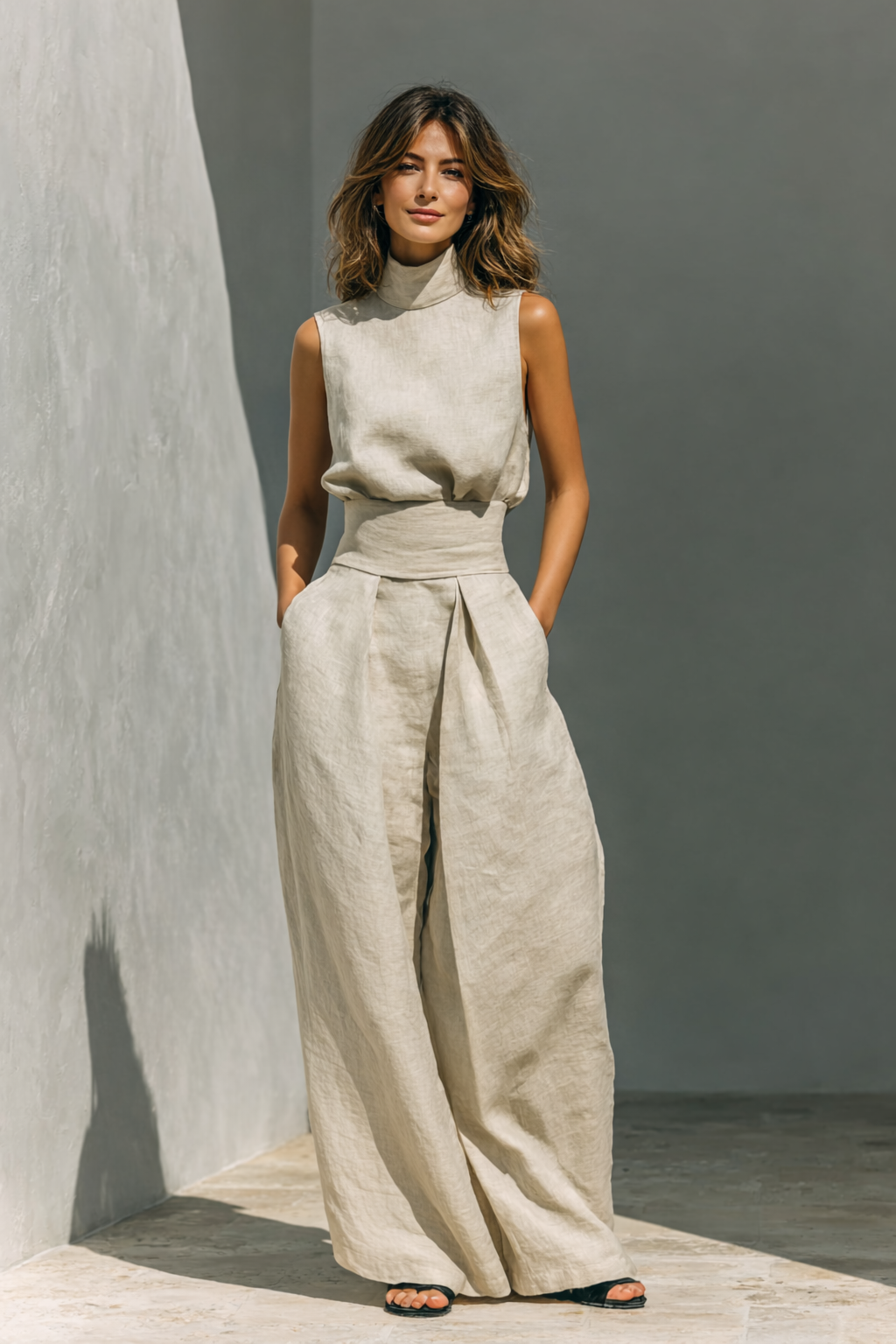 Maria - Conjunto de tirantes minimalista y pantalón ancho