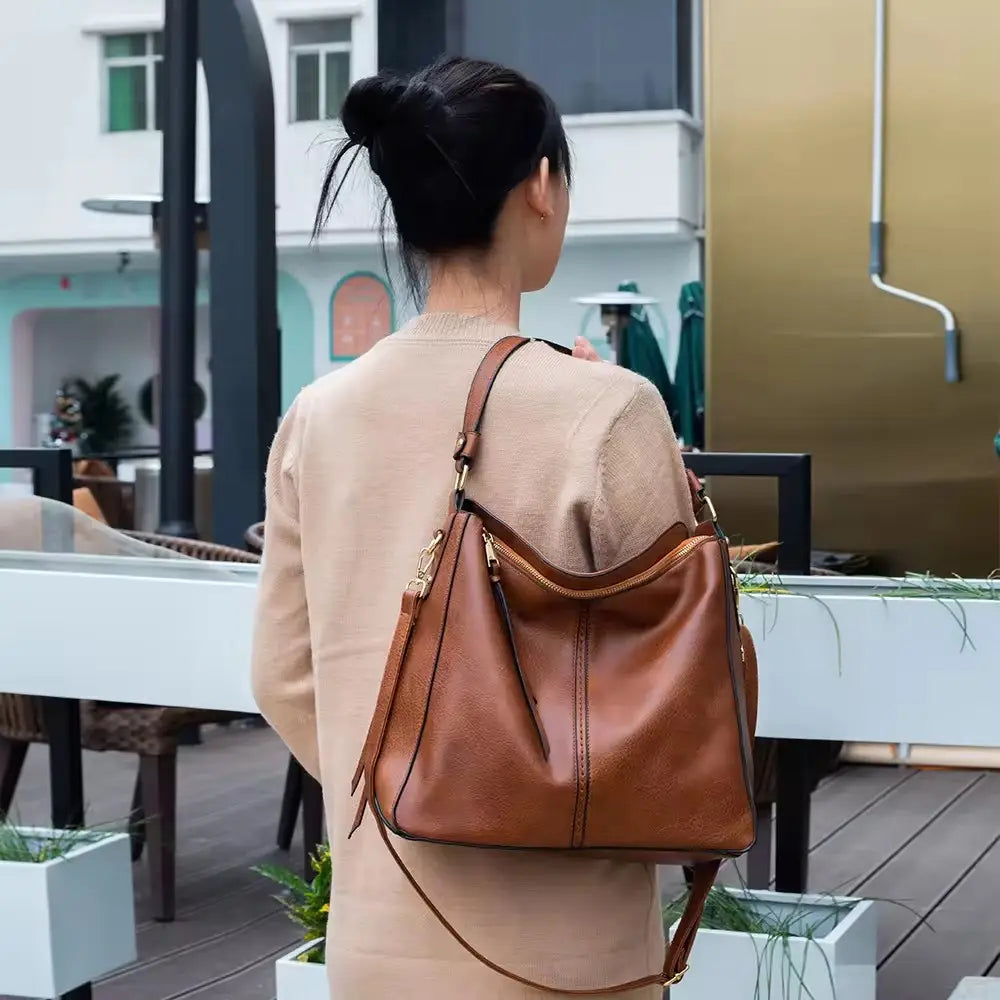 Bolso bandolera a prueba de golpes de cuero de lujo + monedero de regalo