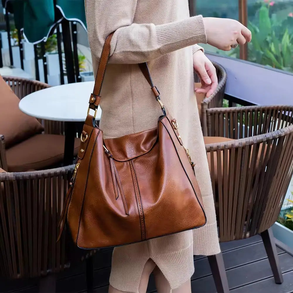 Bolso bandolera a prueba de golpes de cuero de lujo + monedero de regalo