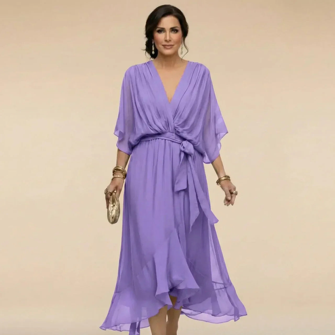 MARTA | Vestido ligero y transparente con escote en V