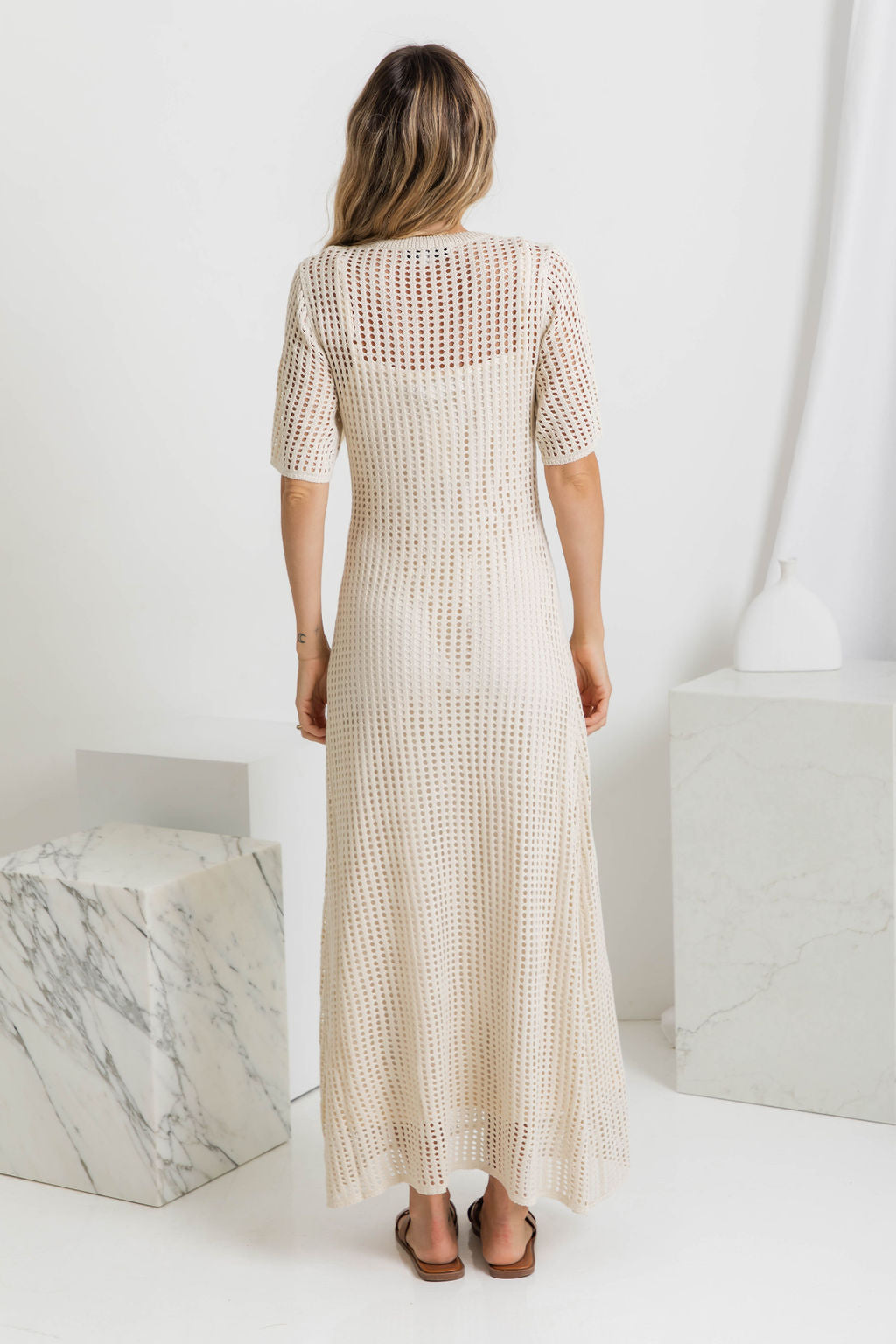 Vestido largo de ganchillo Airlie - Natural