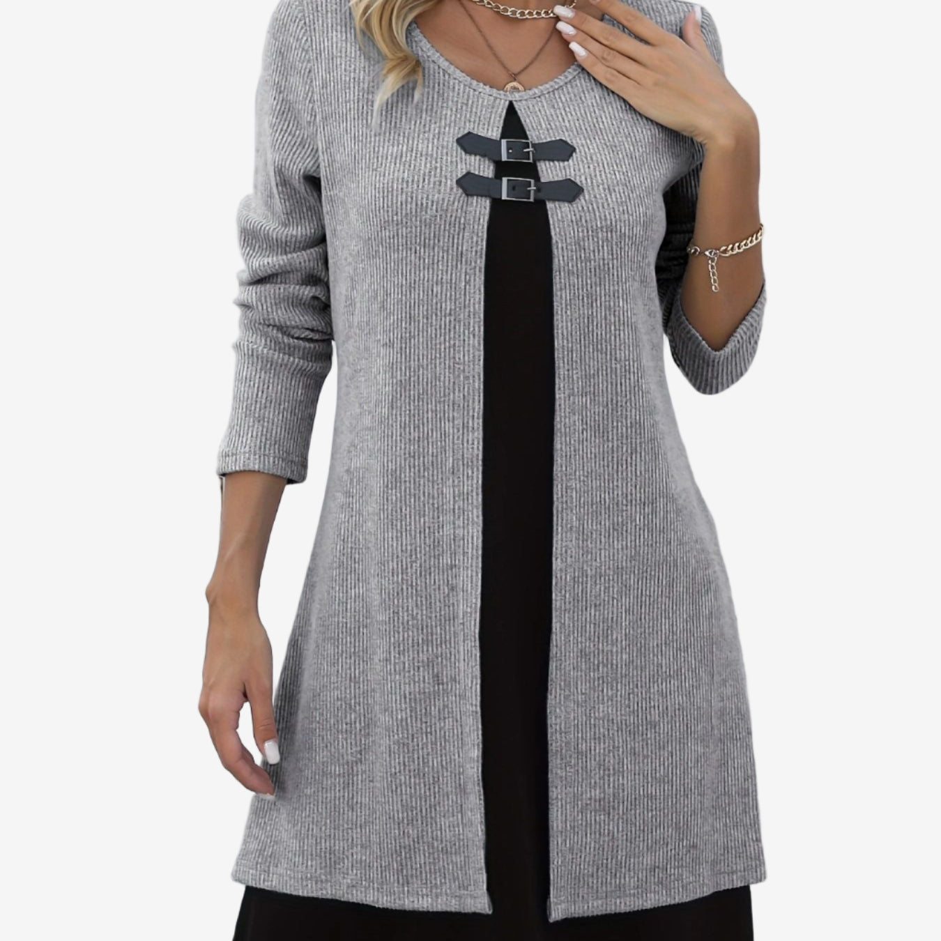 Elora™ Vestido de punto chic con contraste