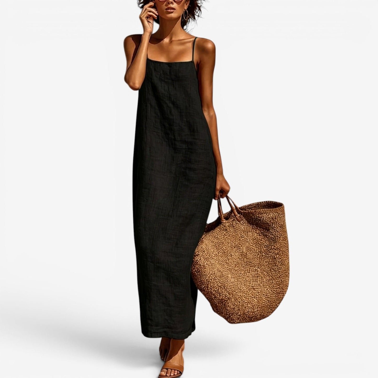 Desiree™ Vestido tipo slip largo de lino
