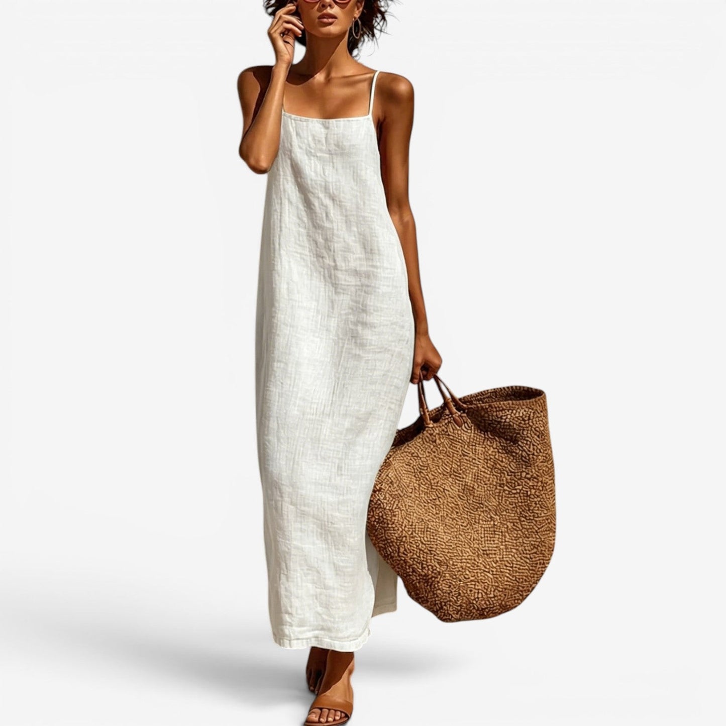 Desiree™ Vestido tipo slip largo de lino