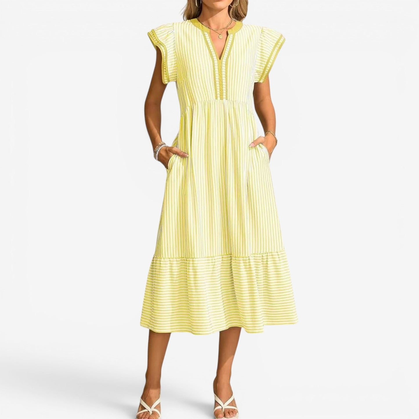 Jessie™ Vestido midi a rayas