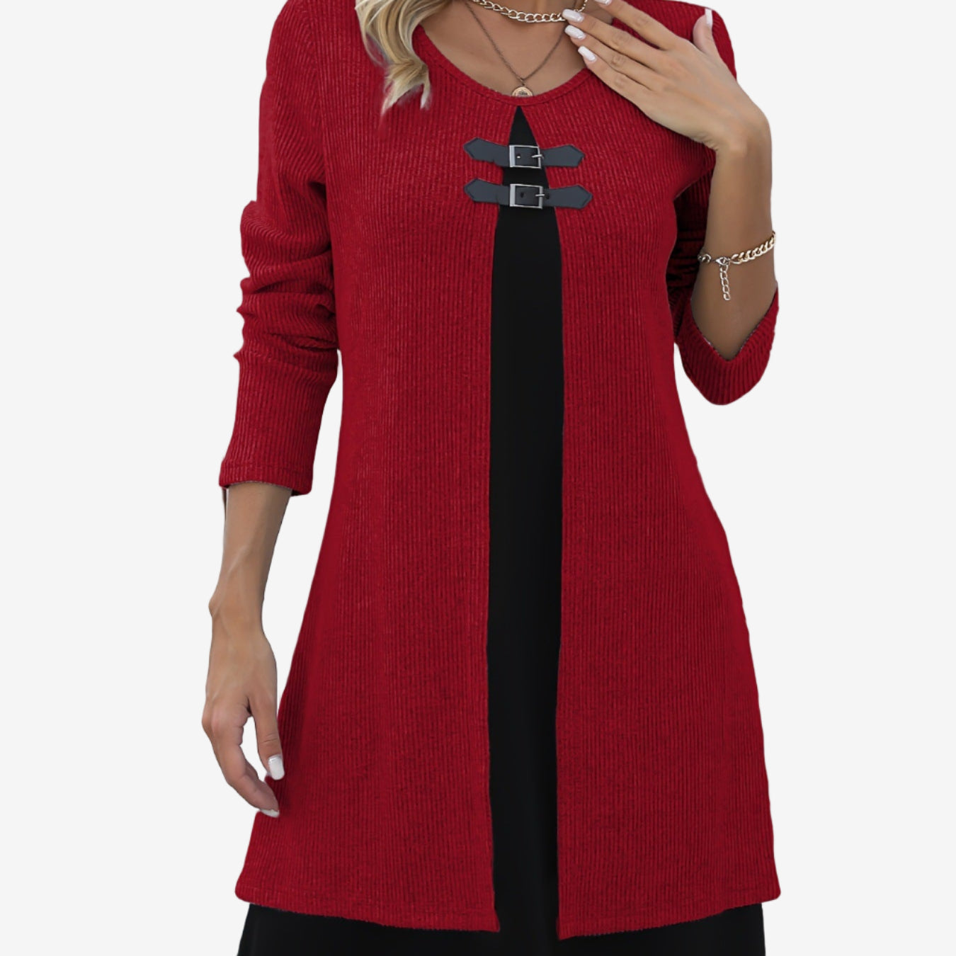Elora™ Vestido de punto chic con contraste