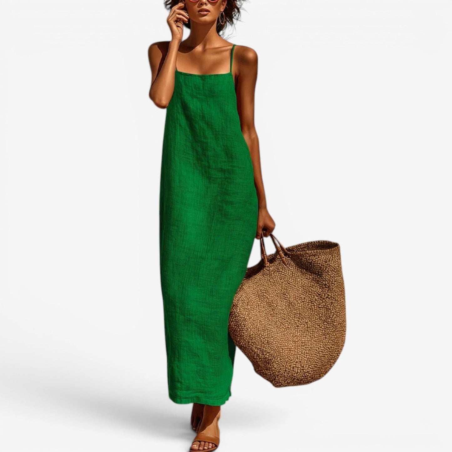 Desiree™ Vestido tipo slip largo de lino