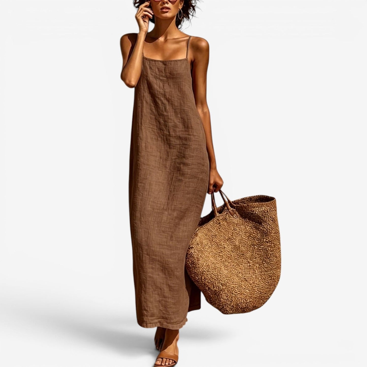 Desiree™ Vestido tipo slip largo de lino