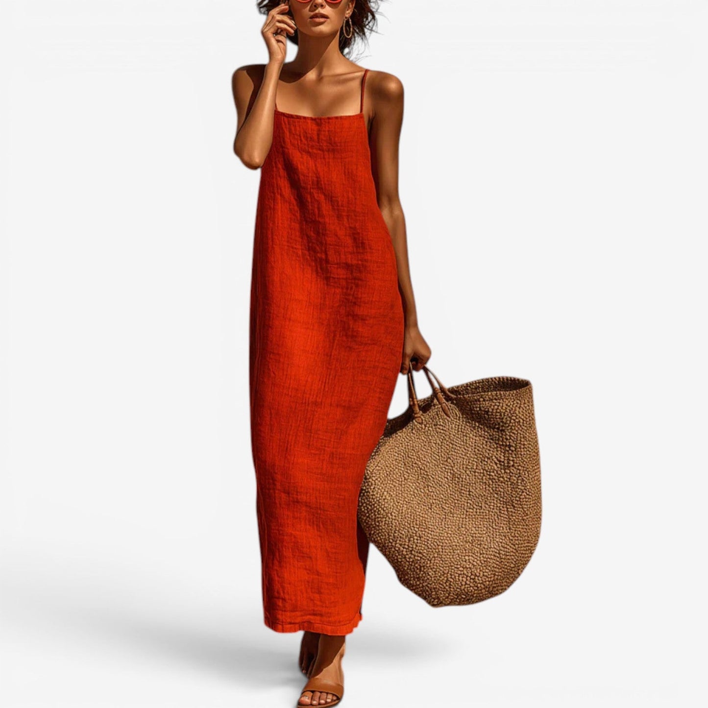 Desiree™ Vestido tipo slip largo de lino