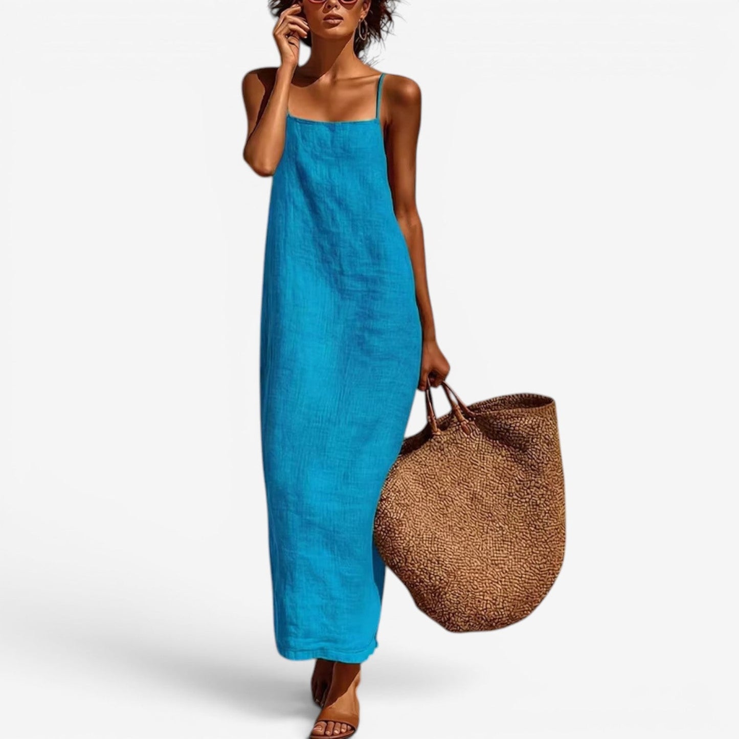 Desiree™ Vestido tipo slip largo de lino