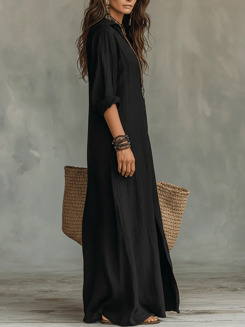Sol | Vestido negro con botones