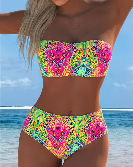 Bikini sin tirantes con estampado