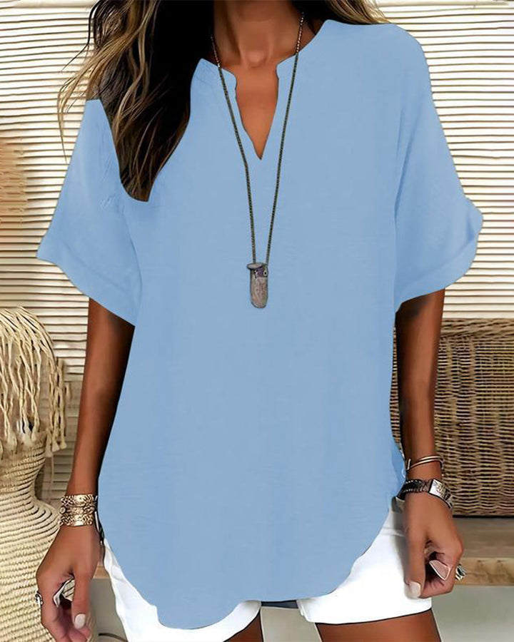 Blusa holgada de color liso para mujer casual