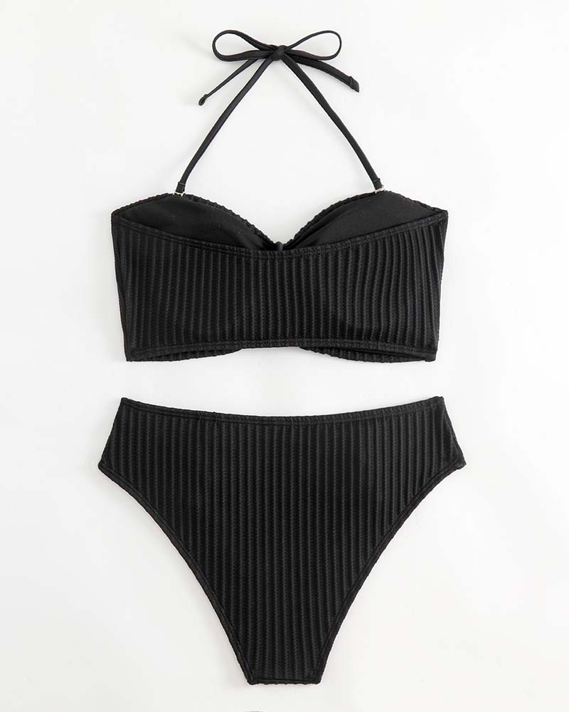 Traje de baño halter liso o a rayas