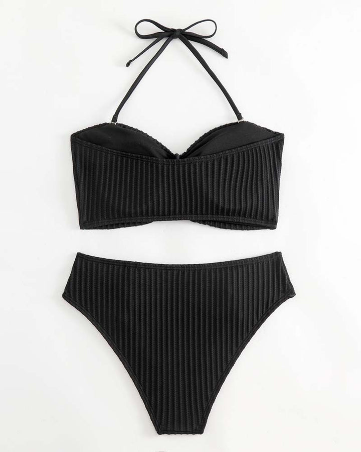 Traje de baño halter liso o a rayas