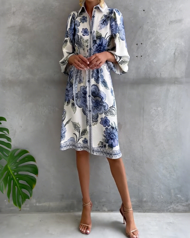 Luciana | Vestido de manga farol con cuello cranté