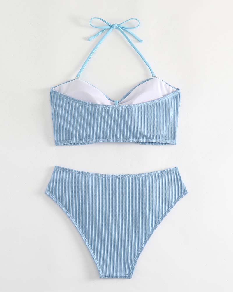 Traje de baño halter liso o a rayas