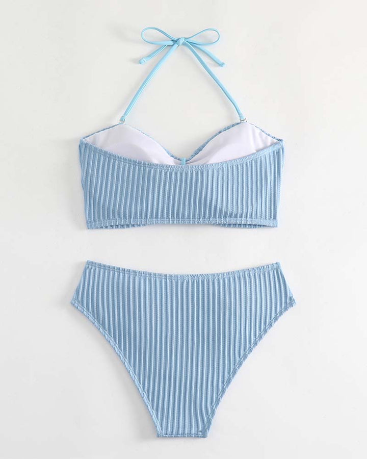 Traje de baño halter liso o a rayas