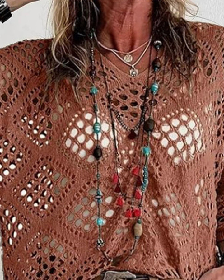 Top con motivo de rombos calados y corte amplio
