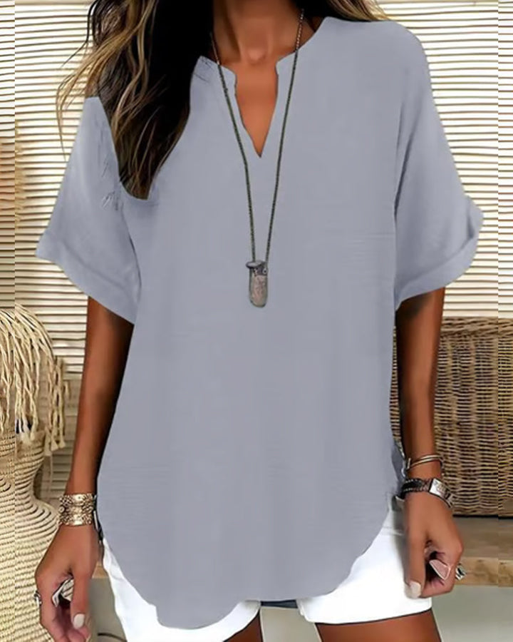 Blusa holgada de color liso para mujer casual