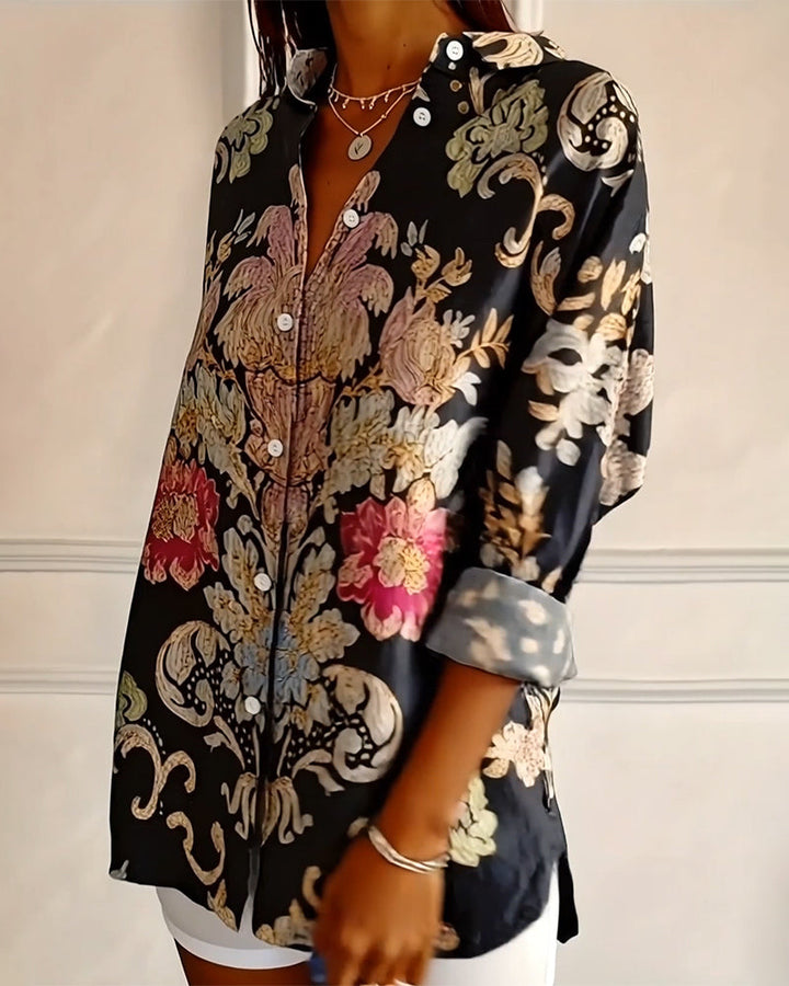 Camisa estampada con cuello abotonado