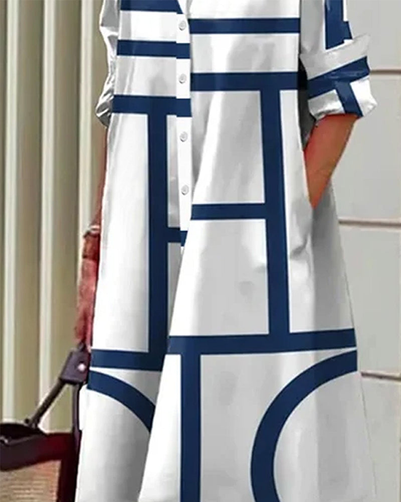 Mavrelle | Vestido con bolsillos y estampado geométrico