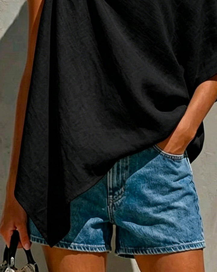 Blusa de un solo hombro con nudo asimétrico
