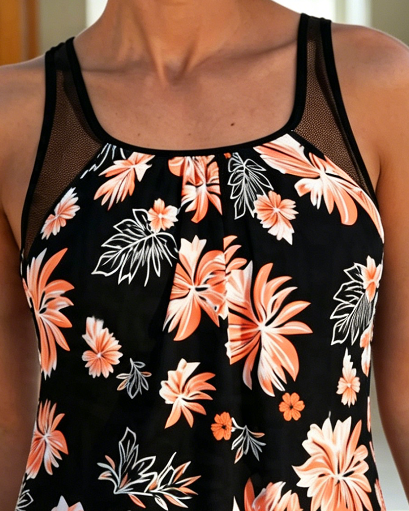 Tankini con cobertura del vientre estampado