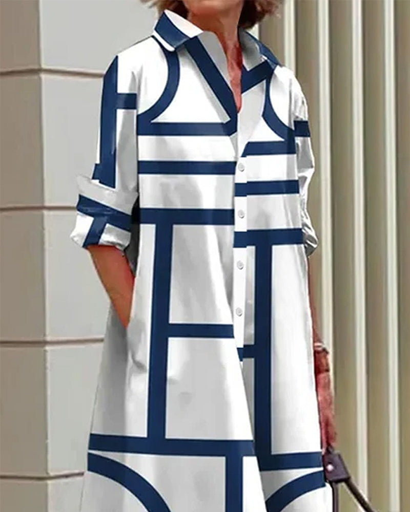 Mavrelle | Vestido con bolsillos y estampado geométrico