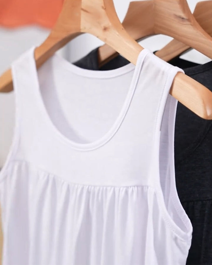 Conjunto de tres piezas sin mangas plisadas con chaqueta amplia