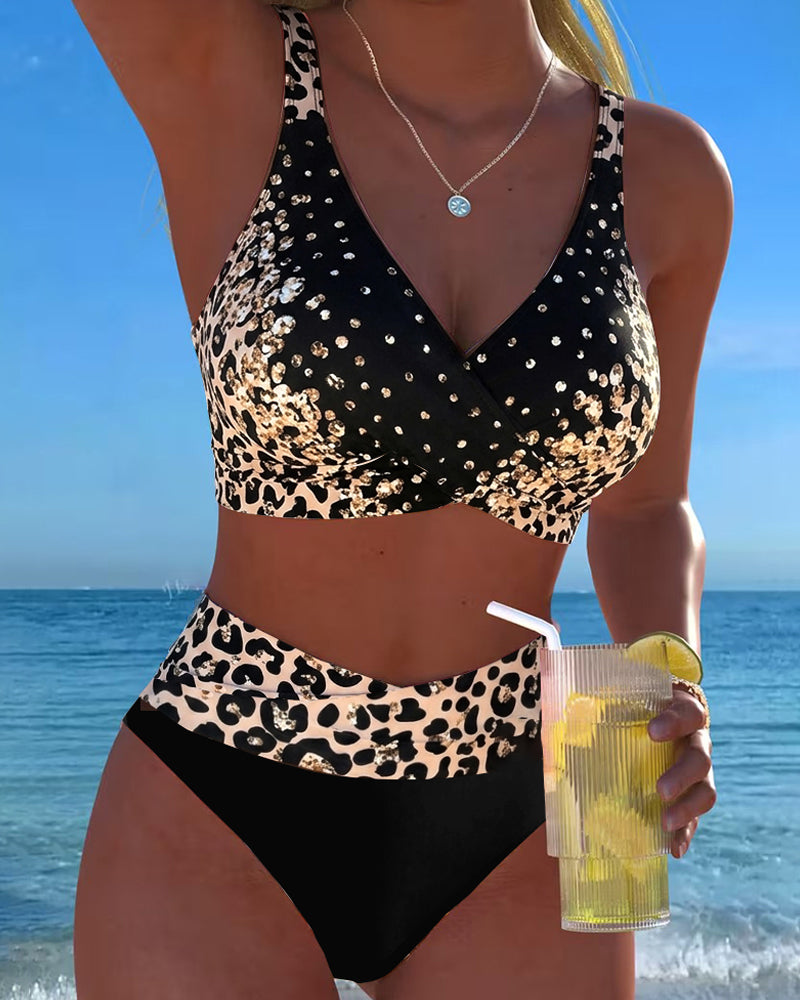 Bralette de bikini estampado leopardo