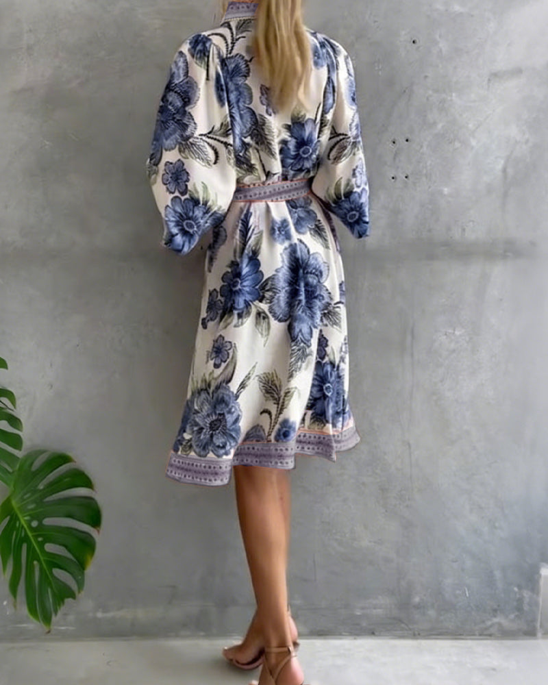 Luciana | Vestido de manga farol con cuello cranté