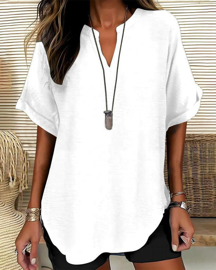 Blusa holgada de color liso para mujer casual