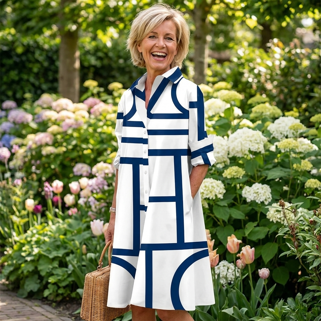 Mavrelle | Vestido con bolsillos y estampado geométrico