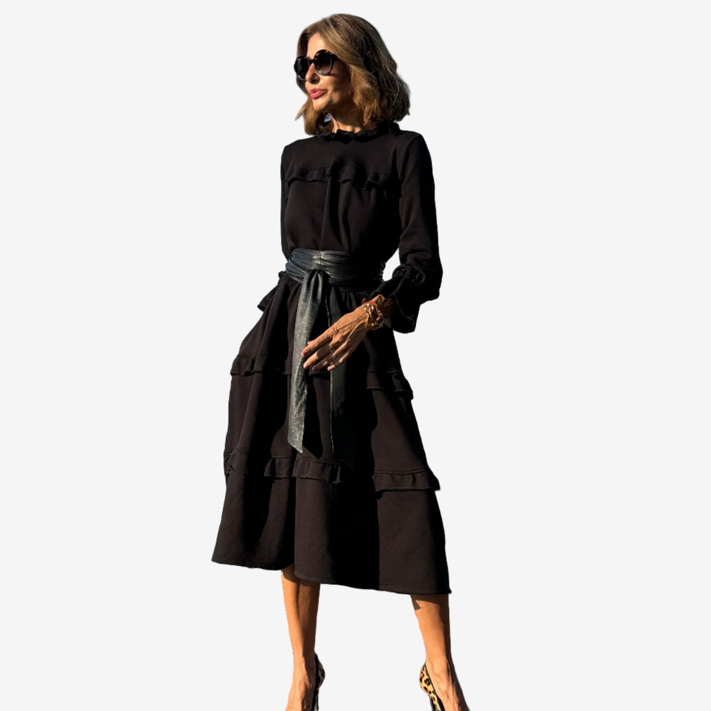 Lauren™ Vestido midi con volante