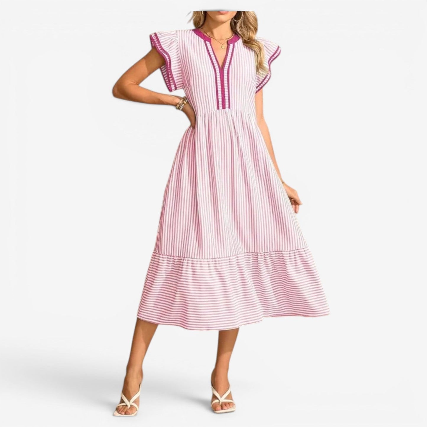 Jessie™ Vestido midi a rayas
