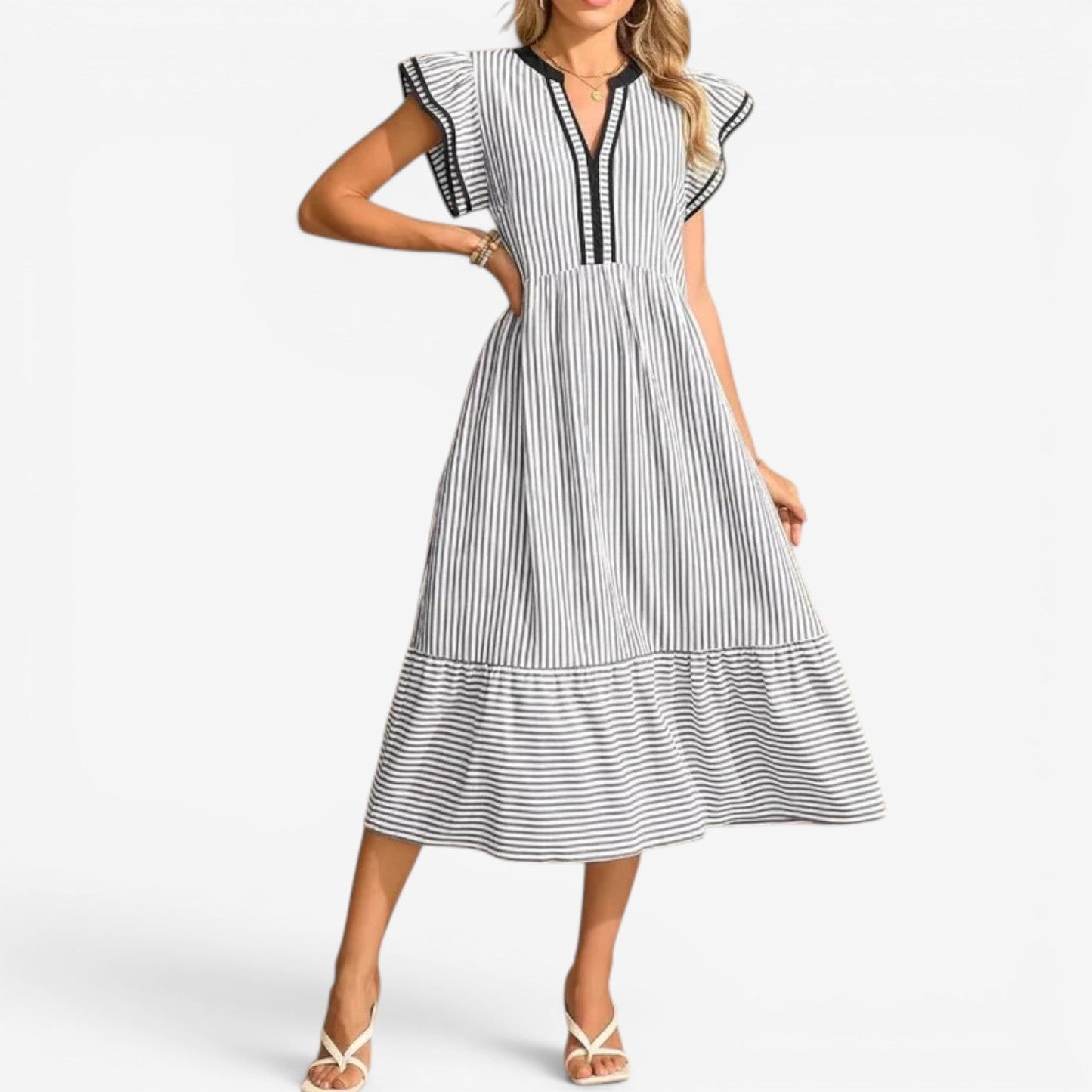 Jessie™ Vestido midi a rayas