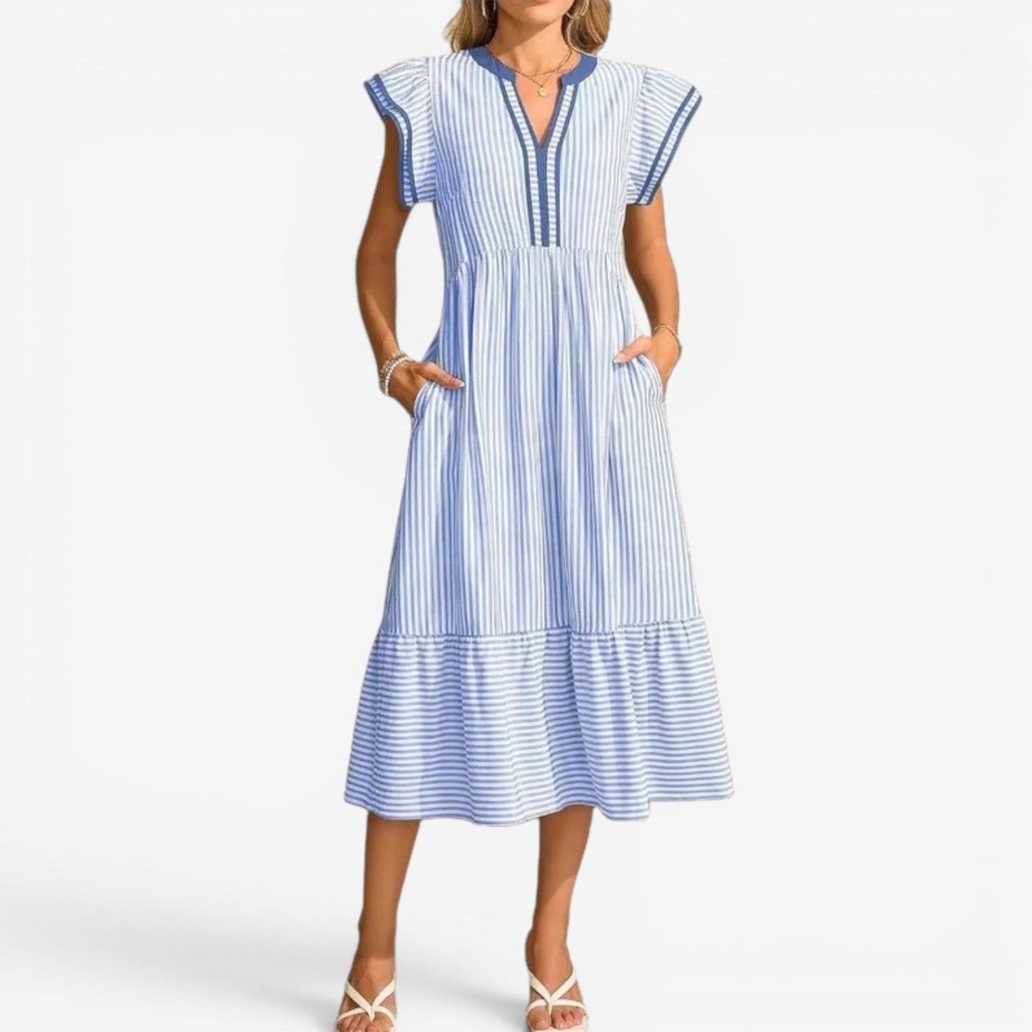 Jessie™ Vestido midi a rayas