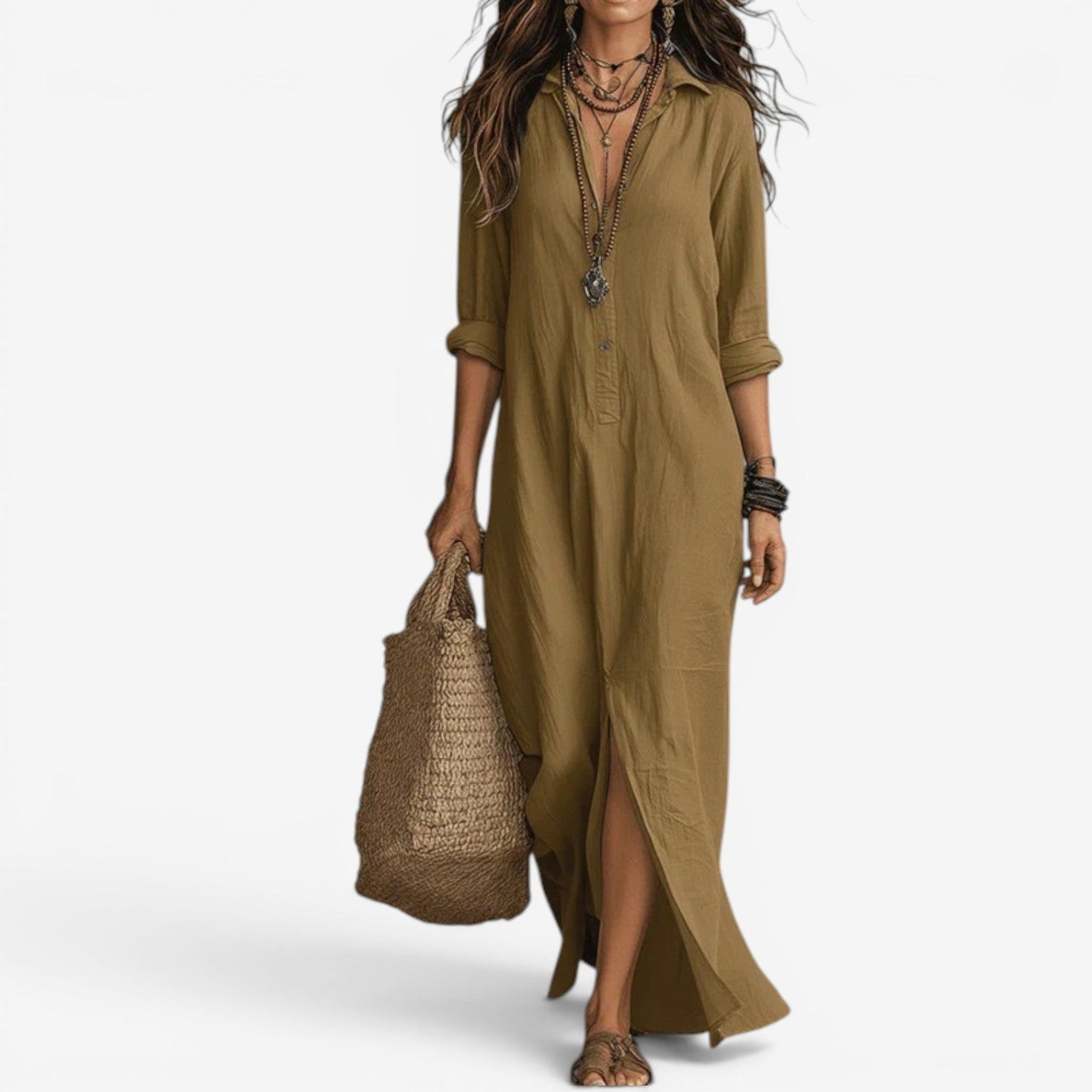 Amor™ Vestido camisero largo