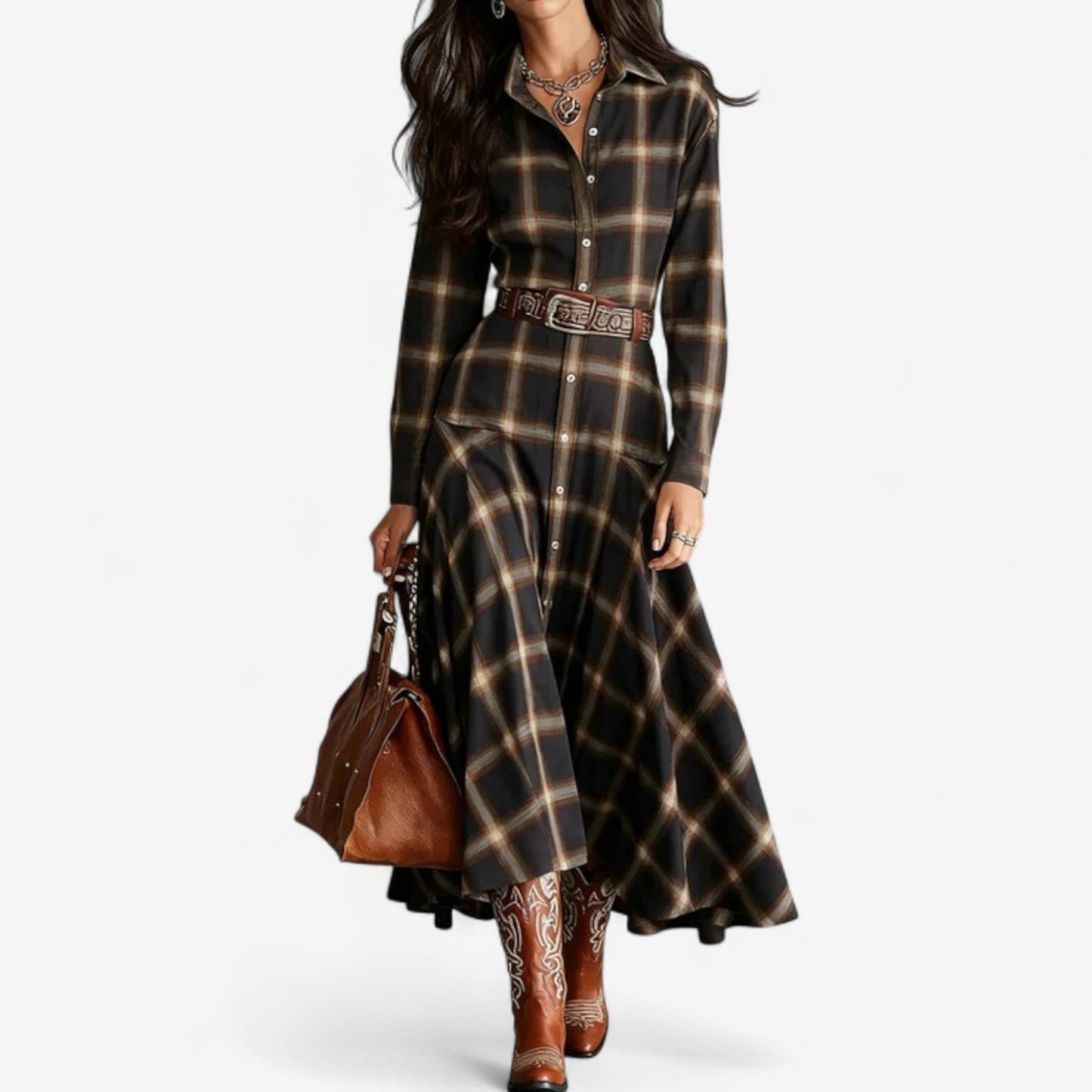 Natalie™ Vestido a cuadros