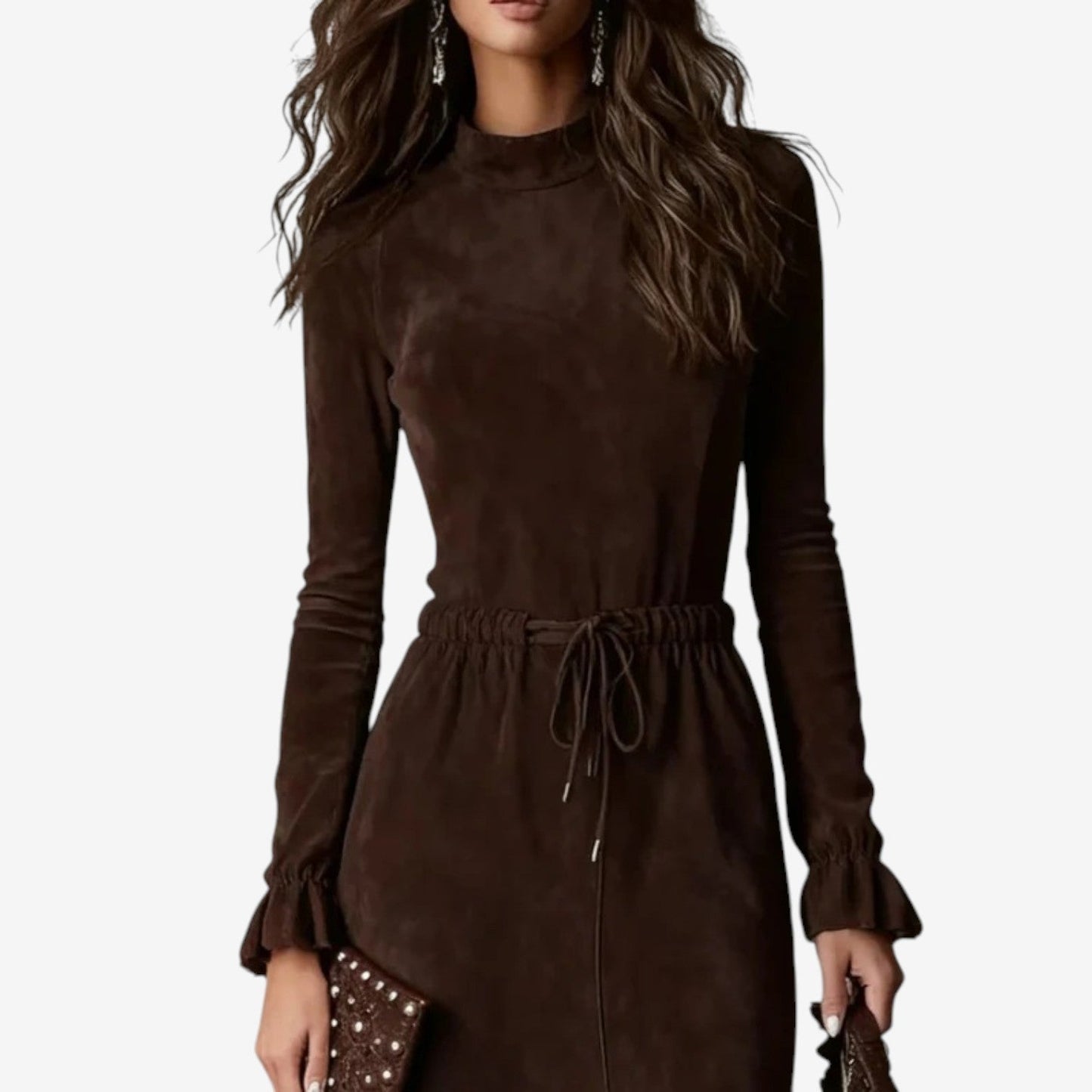 Silvia™ Vestido asimétrico de color chocolate