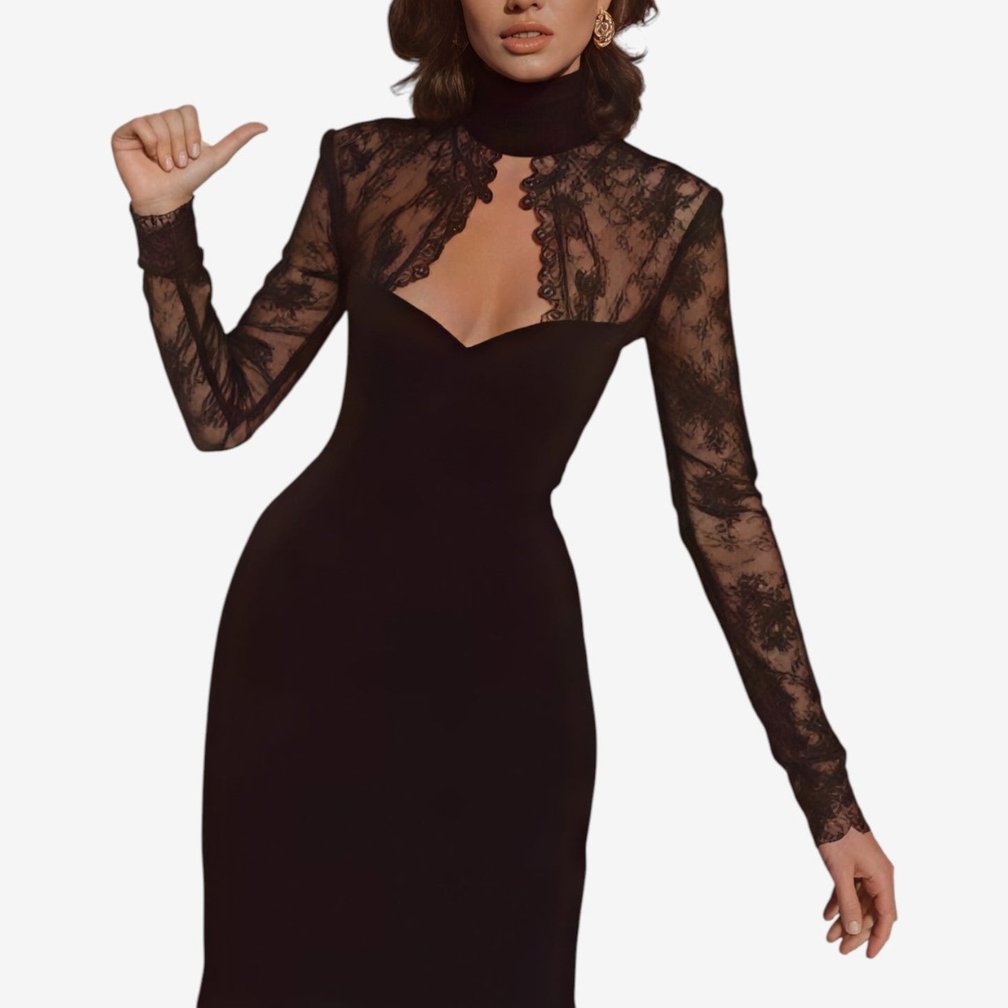 Salvacion™ Vestido midi con paneles de encaje