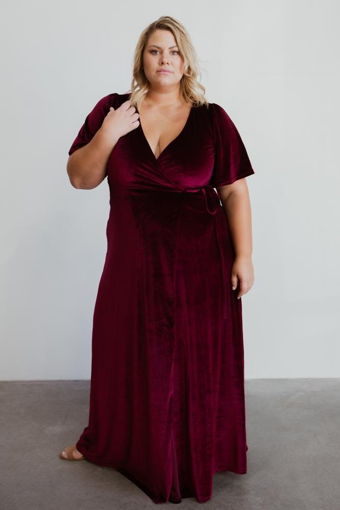 Mulberry | Vestido largo envolvente de terciopelo Meghan