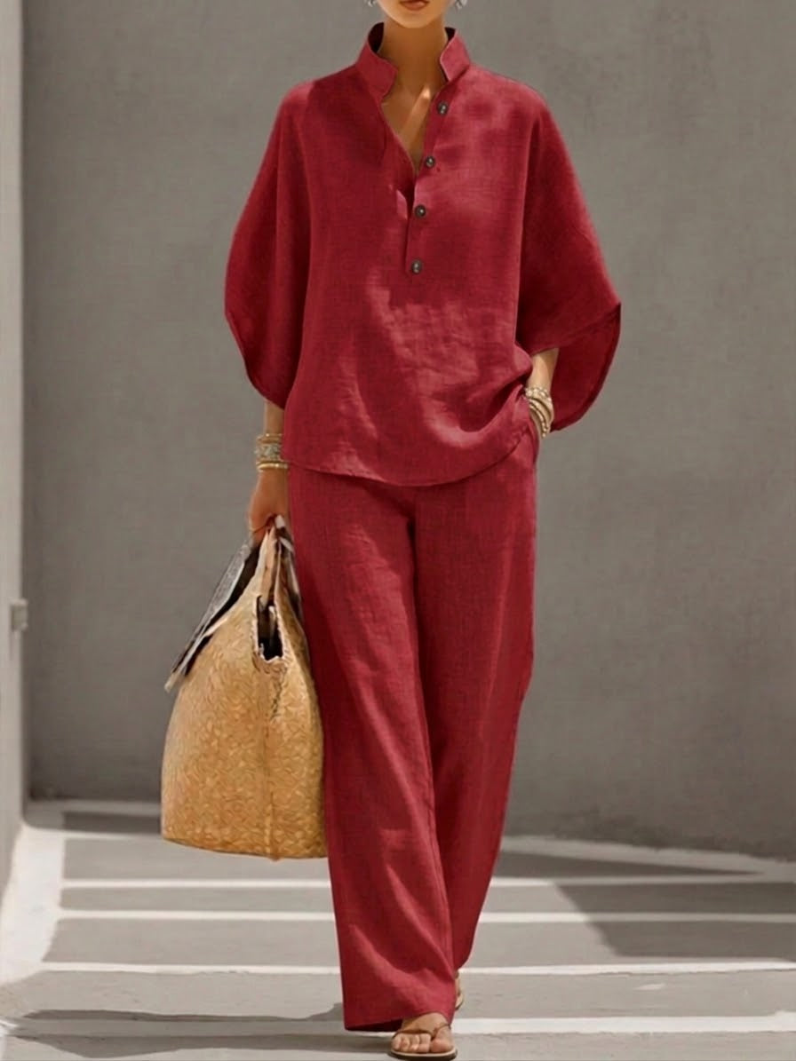 Mariel | Conjunto de pantalón ancho de manga murciélago