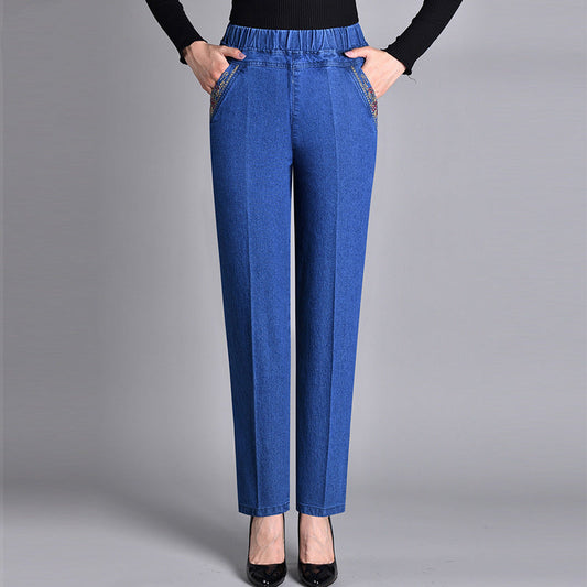 Laluna | Jeans para mujer con bolsillos laterales y cintura elástica
